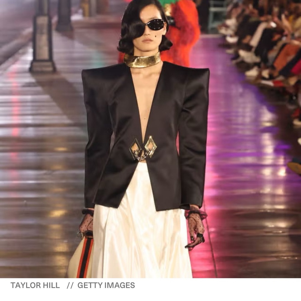 NEW WITH TAGS Gucci Runway Piece: Chain-trimmed Satin Blazer In Black